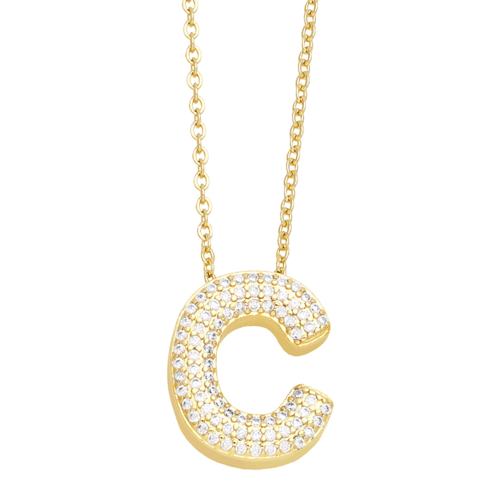 Cristal Bubble Initial Necklace